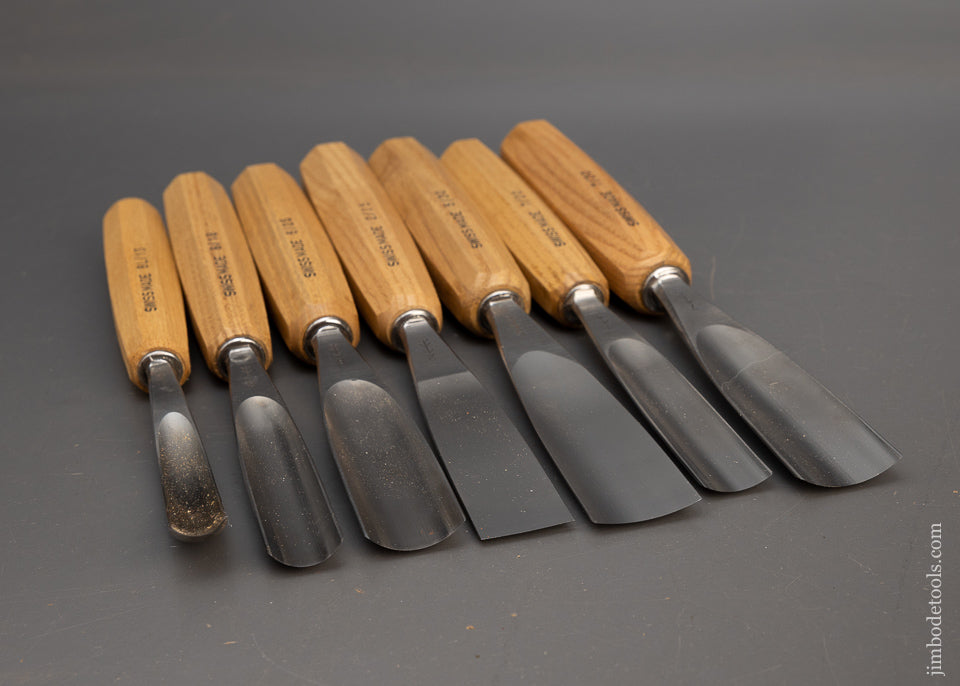 FAT Ones! Large Set of 7 Wide Carving Gouges PFEIL SWISS MADE - 115556