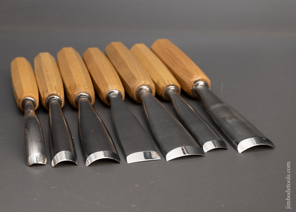 FAT Ones! Large Set of 7 Wide Carving Gouges PFEIL SWISS MADE - 115556