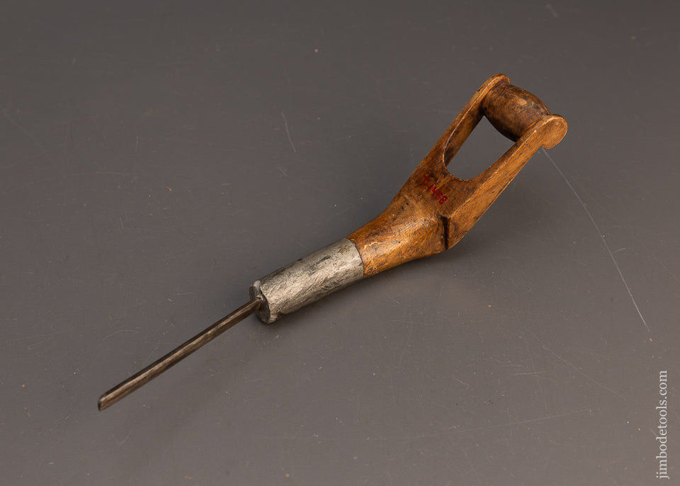 Gorgeous Pewter Filled Early Hand Carved Native American Crooked Knife - 115559