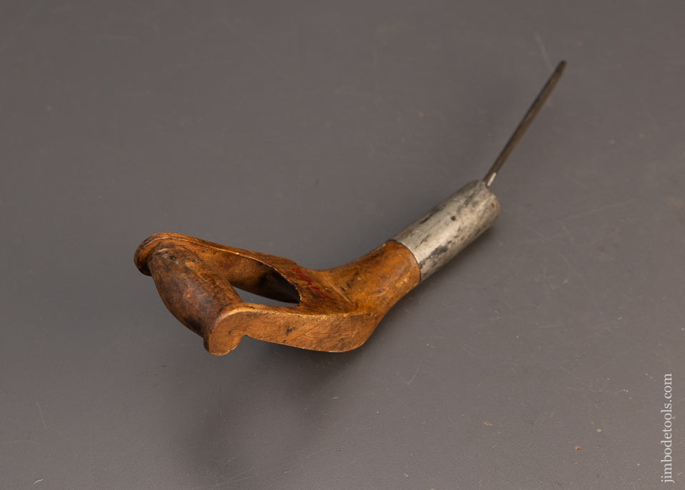 Gorgeous Pewter Filled Early Hand Carved Native American Crooked Knife - 115559