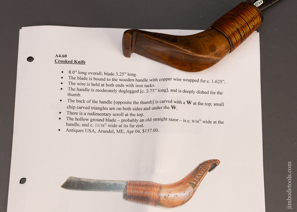 Beautiful Hand Carved Native American Crooked Knife - 115568