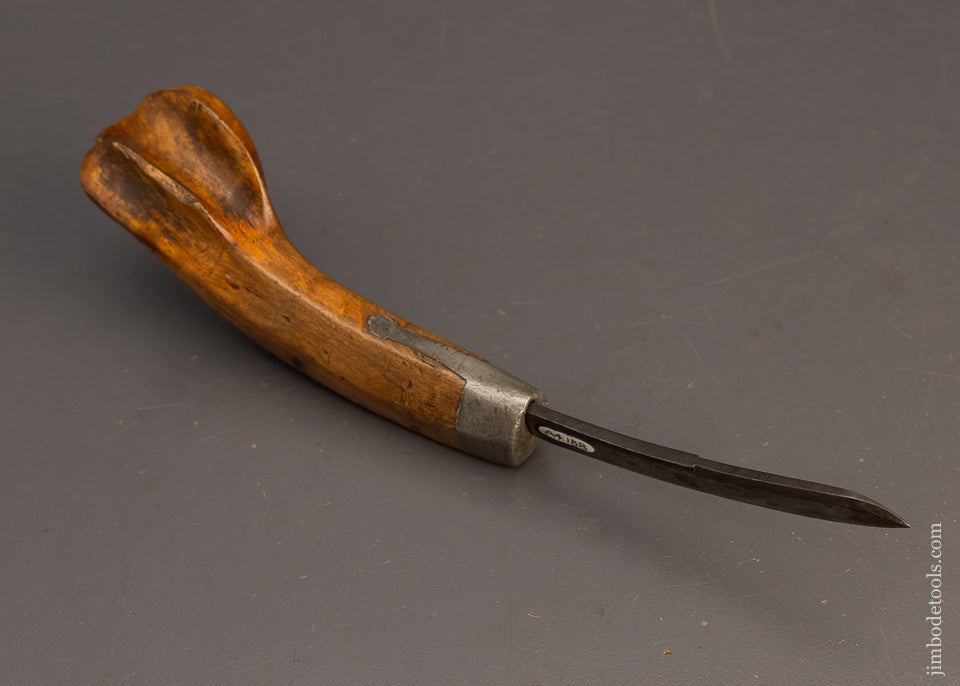 Pretty Pewter Filled Carved Native American Crooked Knife - 115570