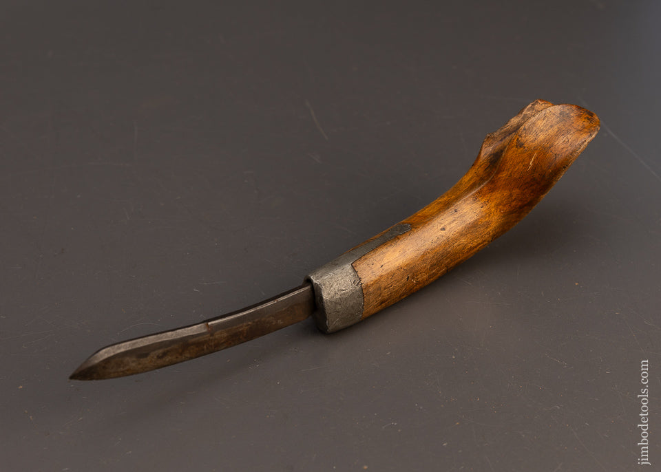 Pretty Pewter Filled Carved Native American Crooked Knife - 115570