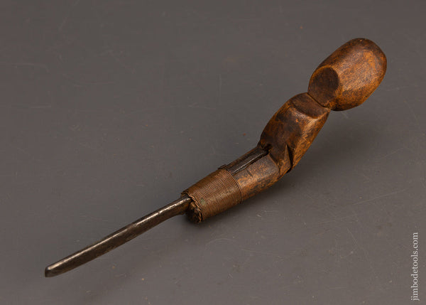 Carved Native American Crooked Knife with Thumb Hole - 115571