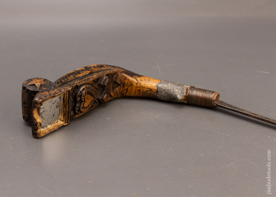 Elaborate Chip Carved Native American Crooked Knife - 115574