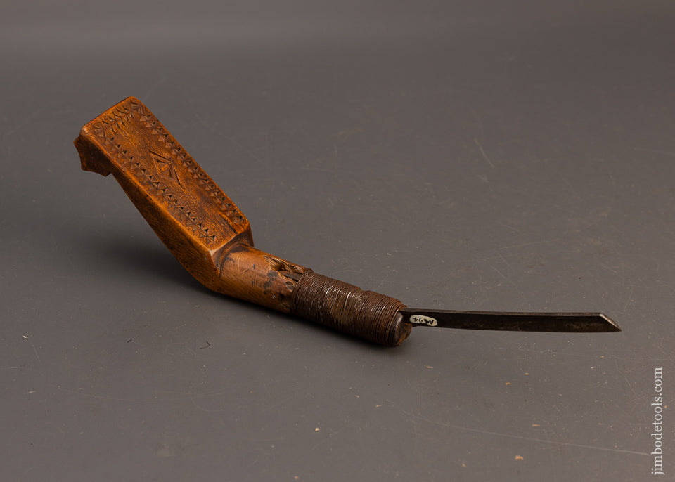 Fabulous Chip Carved & Dated 1909 Native American Crooked Knife - 115582