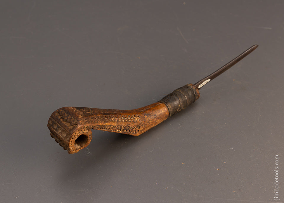 Pretty Chip Carved Fiddle Back Native American Crooked Knife - 115587