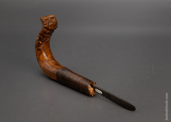 Stunning Chip Carved Antique Crooked Knife - 115593
