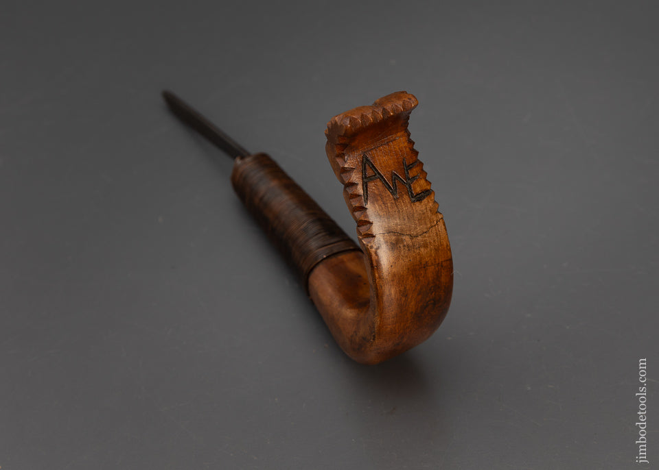 Stunning Chip Carved Antique Crooked Knife - 115593