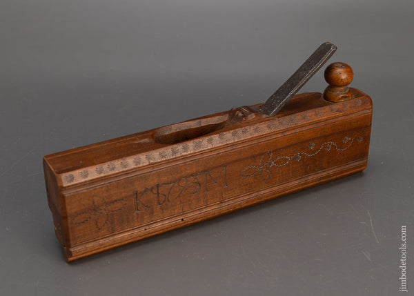 Beautiful Carved & Dated 1793 European Rabbet Plane - 115598