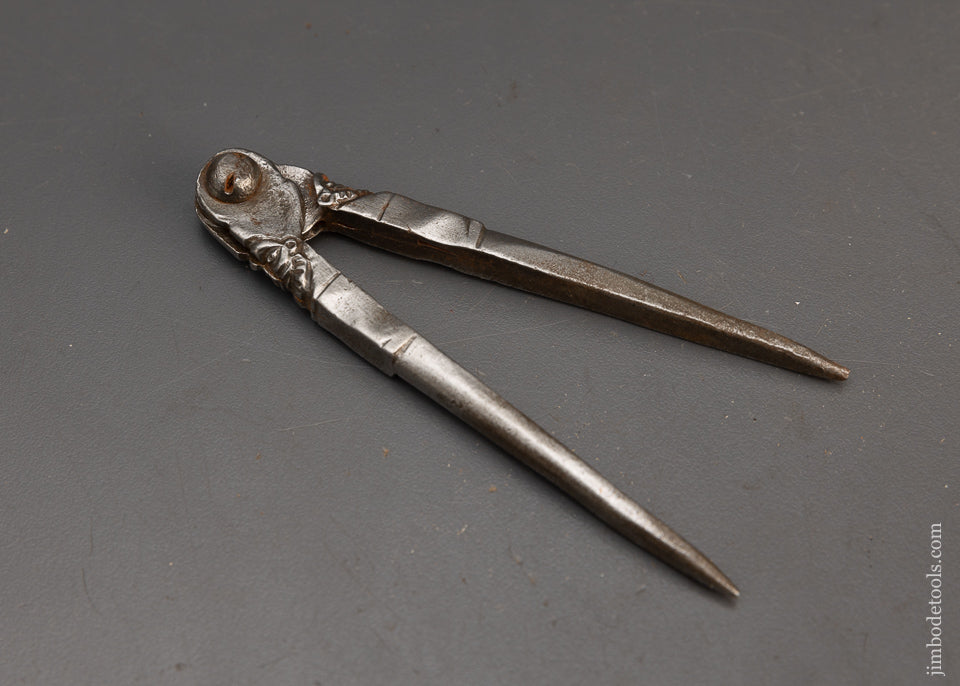 Spectacular Hand Forged 4 1/2 Inch Dividers with Bearded Man Motif - 115648