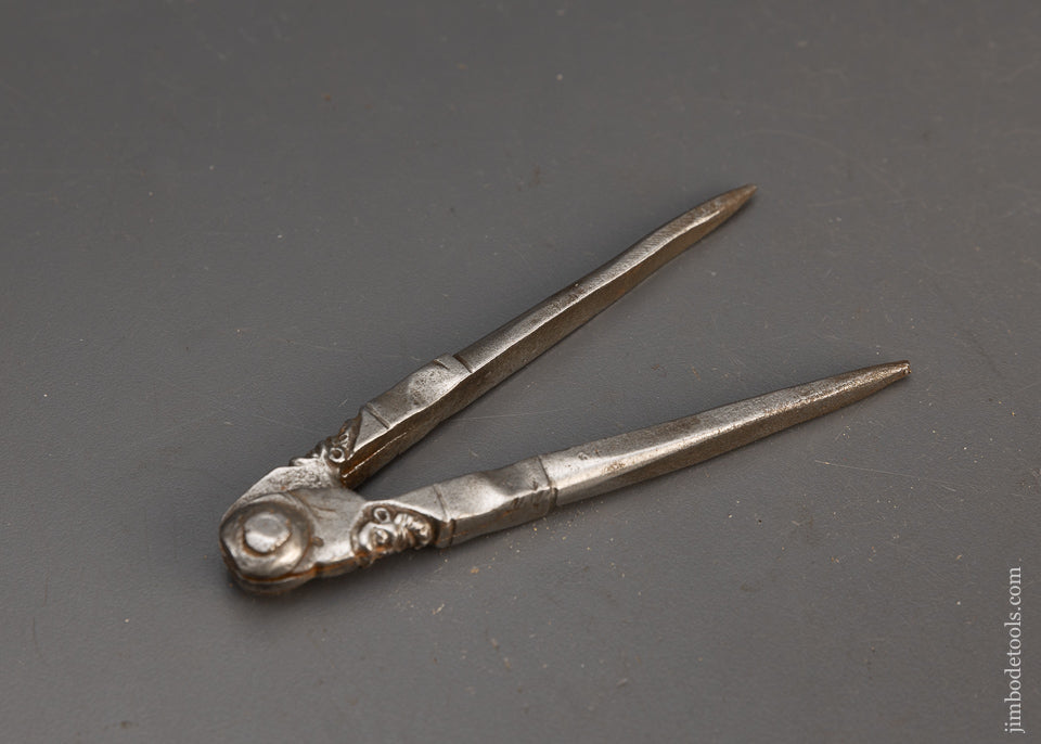 Spectacular Hand Forged 4 1/2 Inch Dividers with Bearded Man Motif - 115648