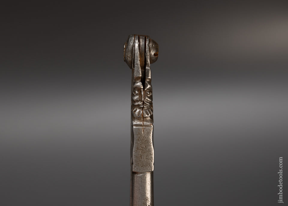 Spectacular Hand Forged 4 1/2 Inch Dividers with Bearded Man Motif - 115648