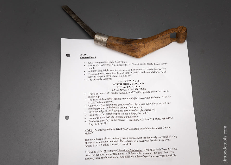 Lovely Hand Carved Antique Native American Crooked Knife - 115658