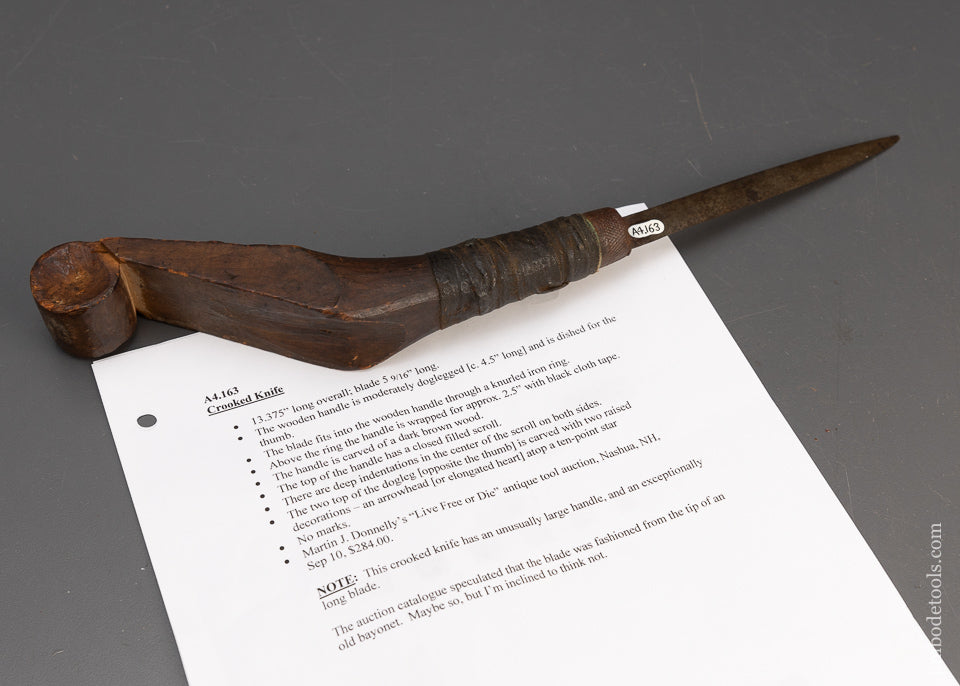 Early Carved Antique Crooked Knife - 115660