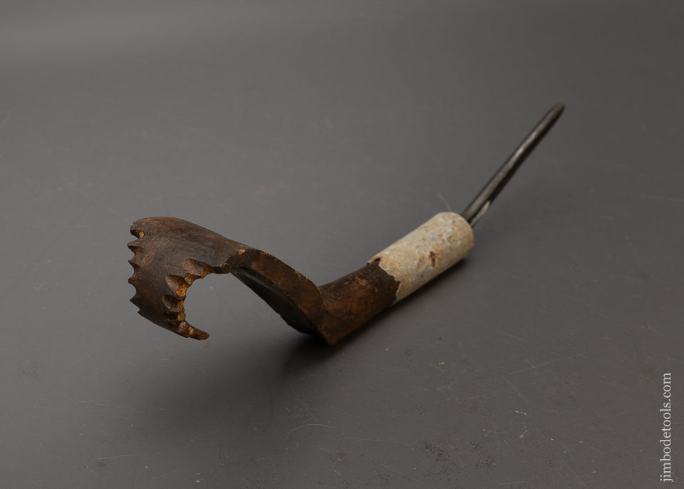 Chip Carved Fiddle Back Native American Crooked Knife with Pewter - 115665