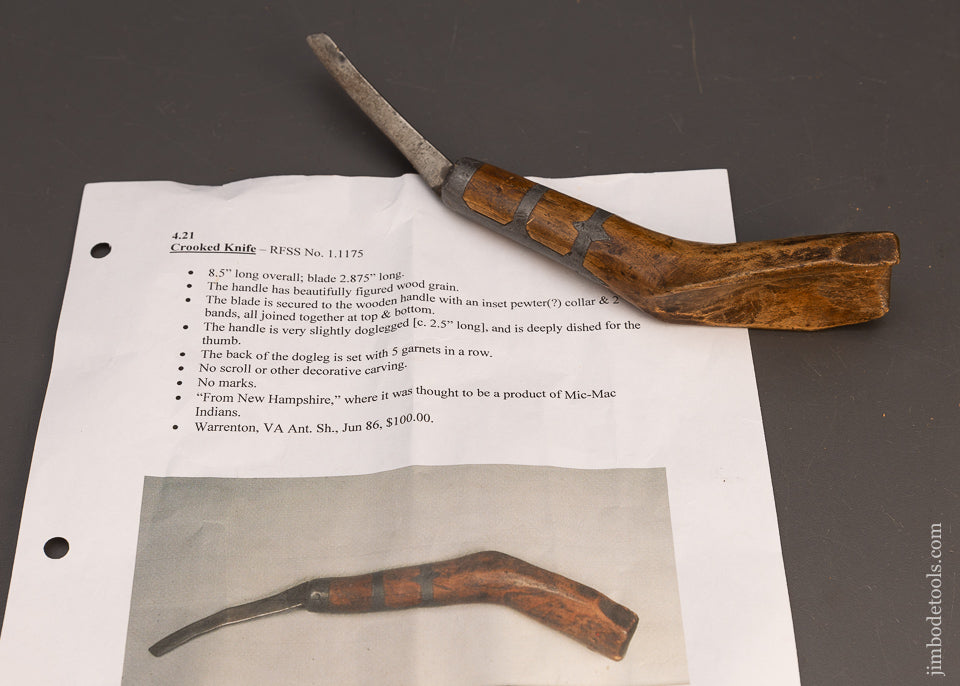 Stunning Pewter Inlay Native American Crooked Knife - 115670