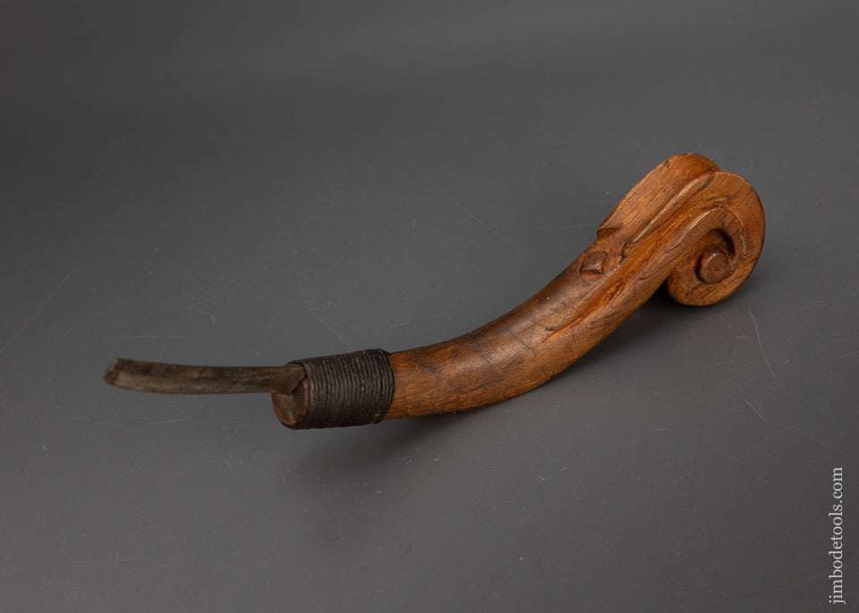 Gorgeous Antique Hand Carved Fiddleback Crooked Knife - 115672