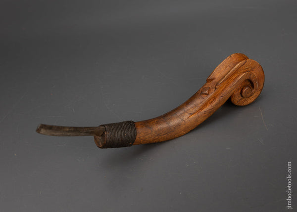 Gorgeous Antique Hand Carved Fiddleback Crooked Knife - 115672