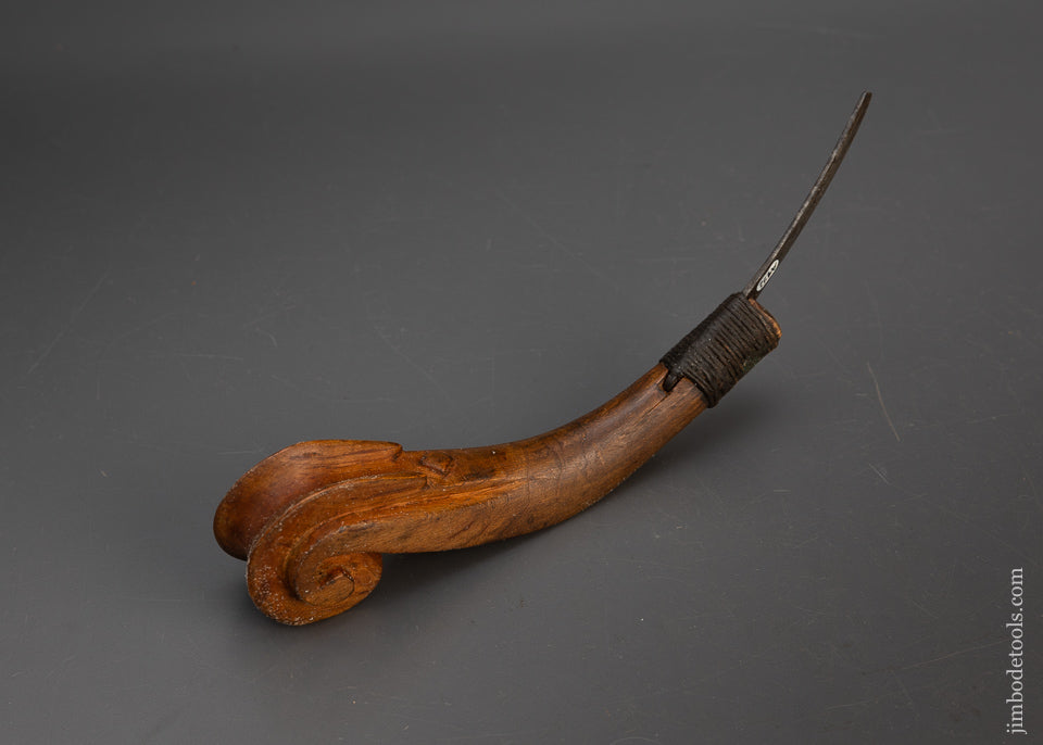 Gorgeous Antique Hand Carved Fiddleback Crooked Knife - 115672