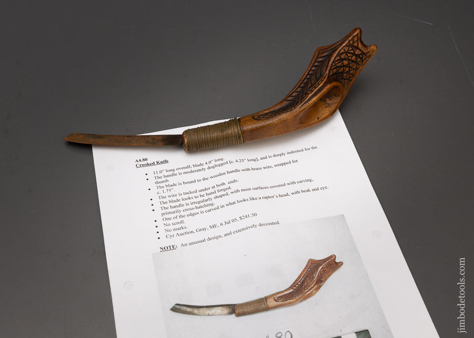Spectacular Fancy Carved Native American Crooked Knife - 115673