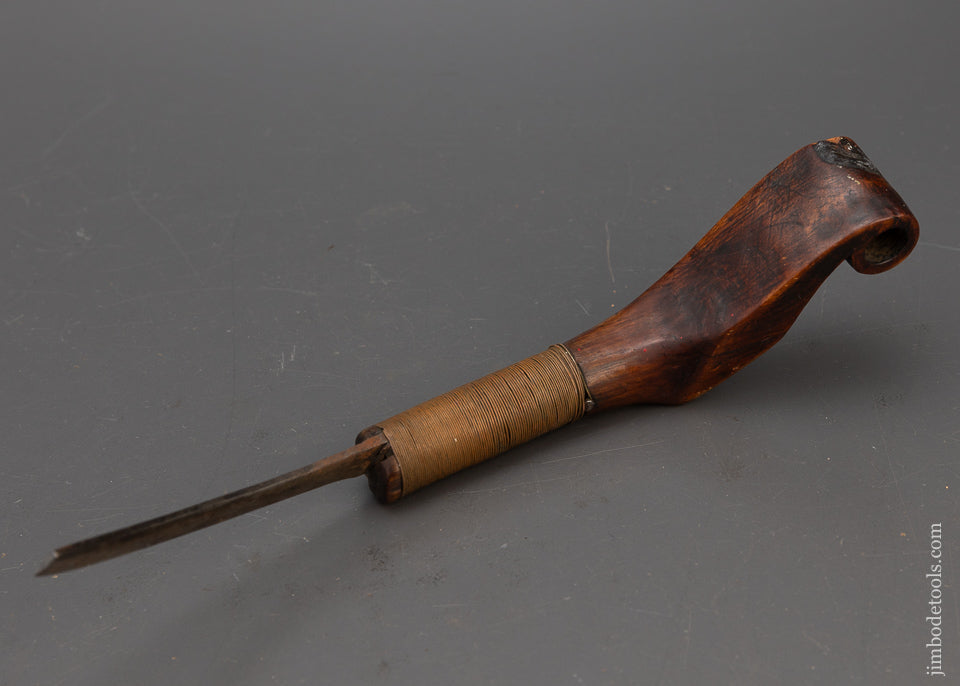 Gorgeous Fiddle Back Carved & Pierced Native American Crooked Knife - 115675