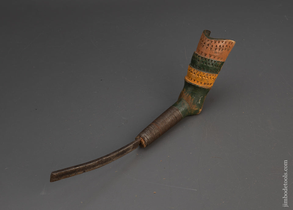 Fabulous Chip Carved Antique Crooked Knife - 115687
