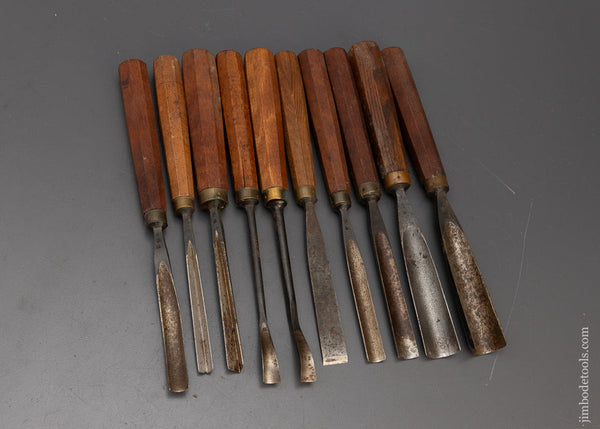 Set of 10 Large Size Carving Chisels Gouges EDROI GERMANY - 115691