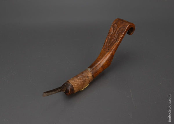 Beautiful Hand Carved Antique Burl Crooked Knife - 115706