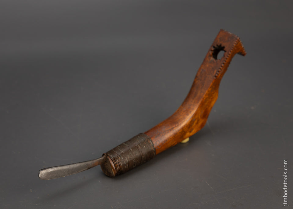 Stunning Chip Carved Antique Crooked Knife - 115711