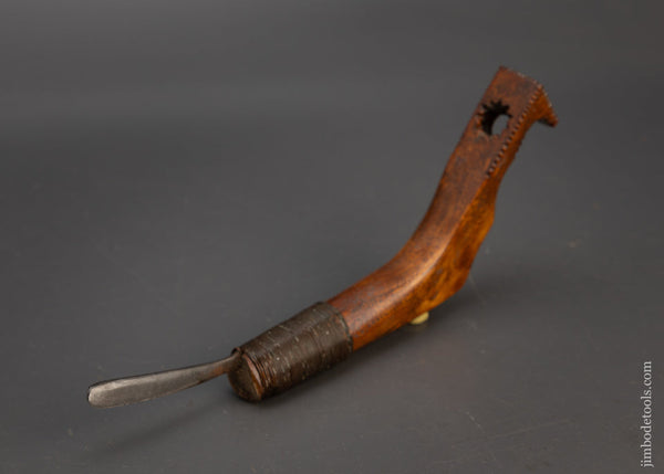 Stunning Chip Carved Antique Crooked Knife - 115711