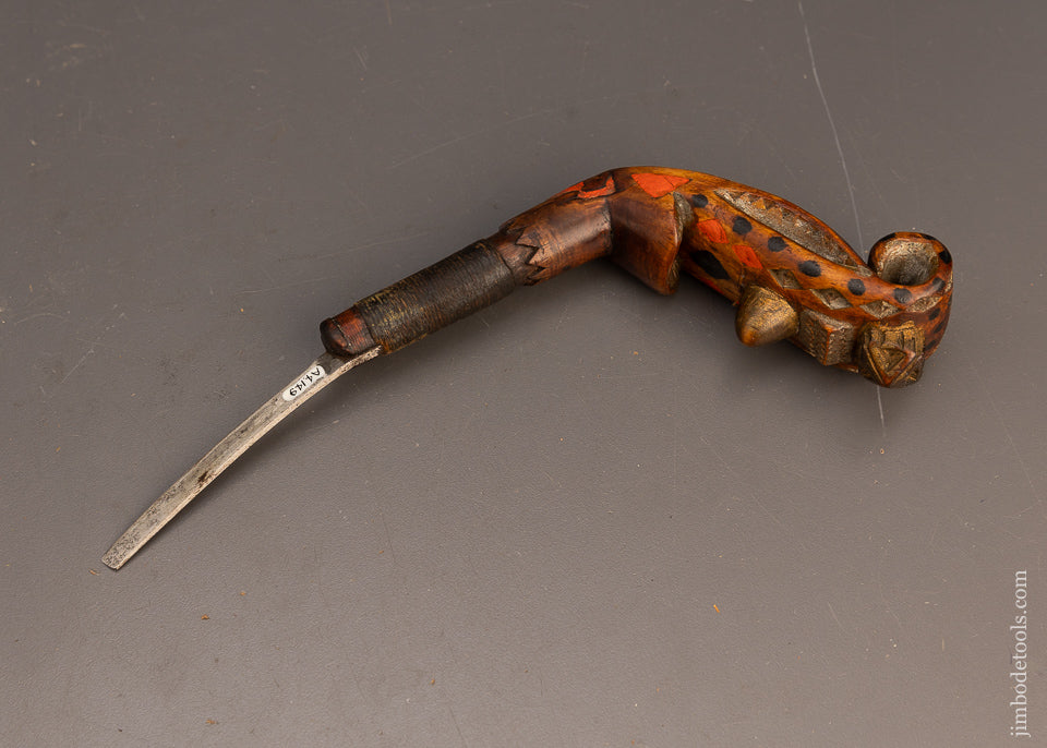 Fancy & Early Carved & Painted Native American Crooked Knife - 115714