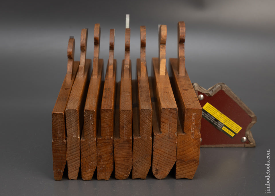 Fine Set of 8 Hollow & Round Moulding Planes with Dual Marks **** 4 STAR Mark S.&J.H WHITAKER & OHIO TOOL CO. - 115739