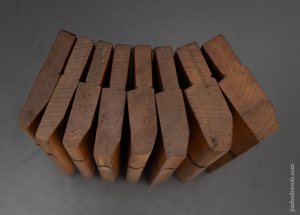 Fine Set of 8 Hollow & Round Moulding Planes with Dual Marks **** 4 STAR Mark S.&J.H WHITAKER & OHIO TOOL CO. - 115739