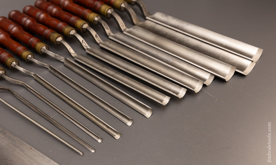 Drop Dead Gorgeous Unused Set of 29 Pattern Maker’s Paring Chisels & Gouges D.R. BARTON - 115811
