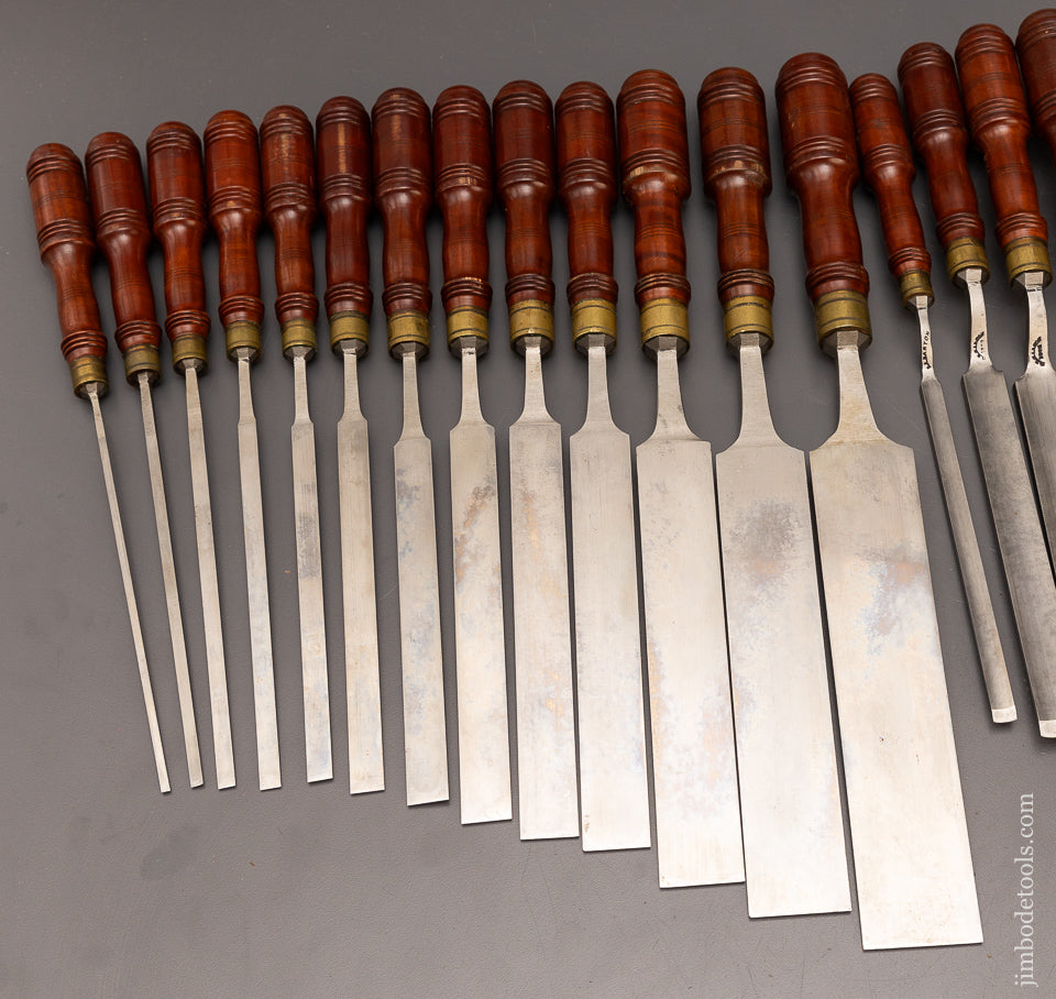 Drop Dead Gorgeous Unused Set of 29 Pattern Maker’s Paring Chisels & Gouges D.R. BARTON - 115811
