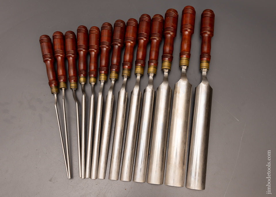 Drop Dead Gorgeous Unused Set of 29 Pattern Maker’s Paring Chisels & Gouges D.R. BARTON - 115811