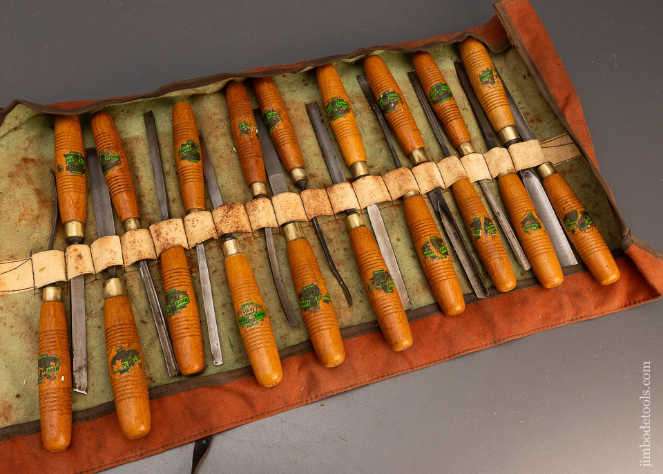 Near Mint with Labels Set of 19 HENRY TAYLOR Carving Tools Chisels Gouges - 115852