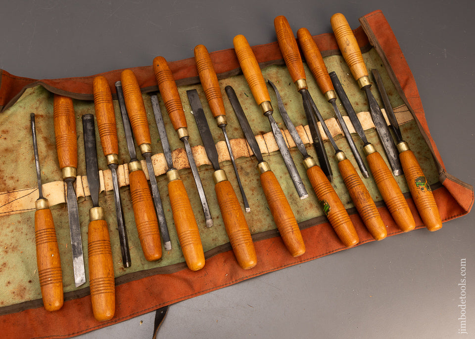 Near Mint with Labels Set of 19 HENRY TAYLOR Carving Tools Chisels Gouges - 115852