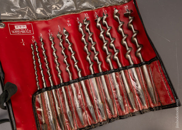 Complete Set of 13 IRWIN Auger Bits Near Mint in Original Roll - 115876
