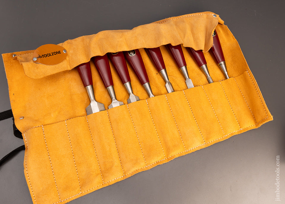 Gorgeous New Old Stock Set of 8 SPEAR & JACKSON Bevel Edge Bench Chisels - 115880