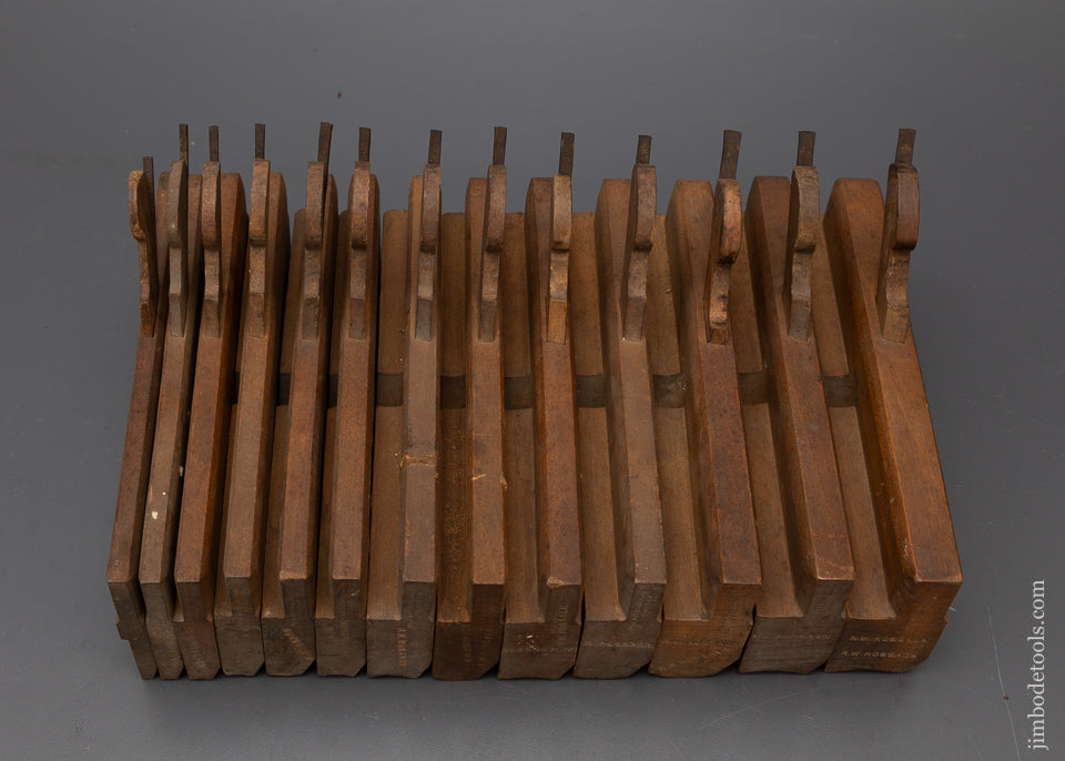 Fine Crisp Graduated Set of 13 Hollow & Round Moulding Planes by MATHIESON - 115940