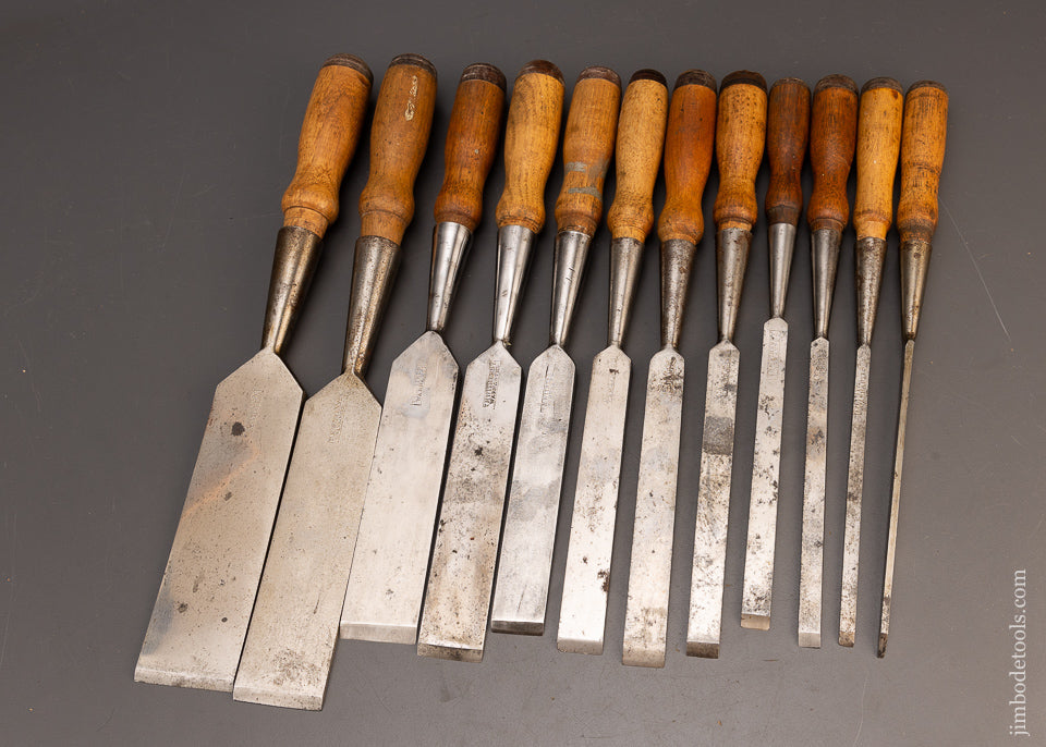 Fine Complete Graduated Set of 12 T.H. WITHERBY Socket Firmer Chisels - 115957