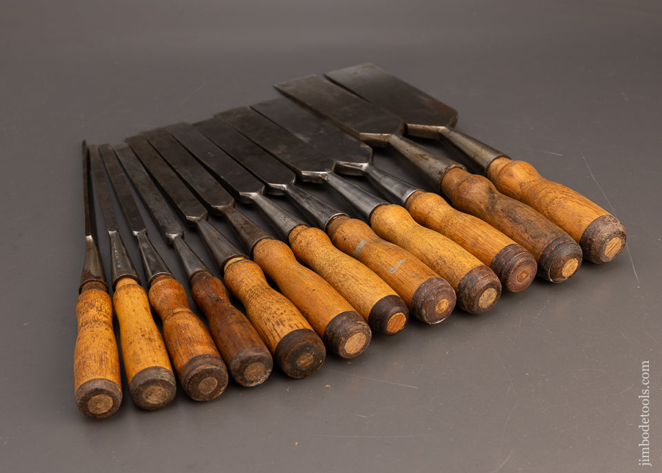 Fine Complete Graduated Set of 12 T.H. WITHERBY Socket Firmer Chisels - 115957 - AS OF APR 26