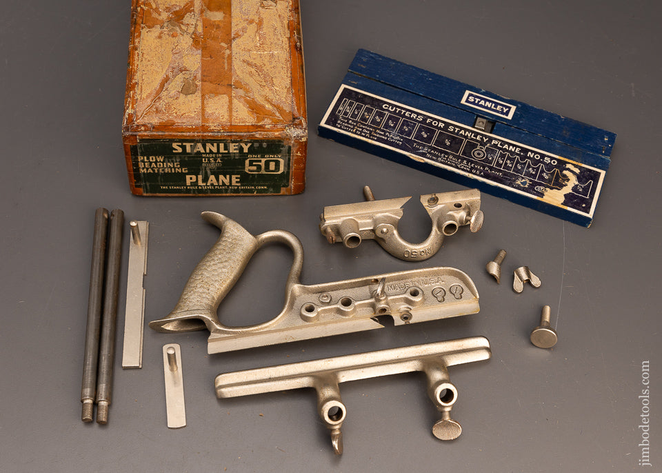 Dead Mint in Box USA Model STANLEY No. 50 Plow Beading & Matching Plane 100% Complete  - 115964