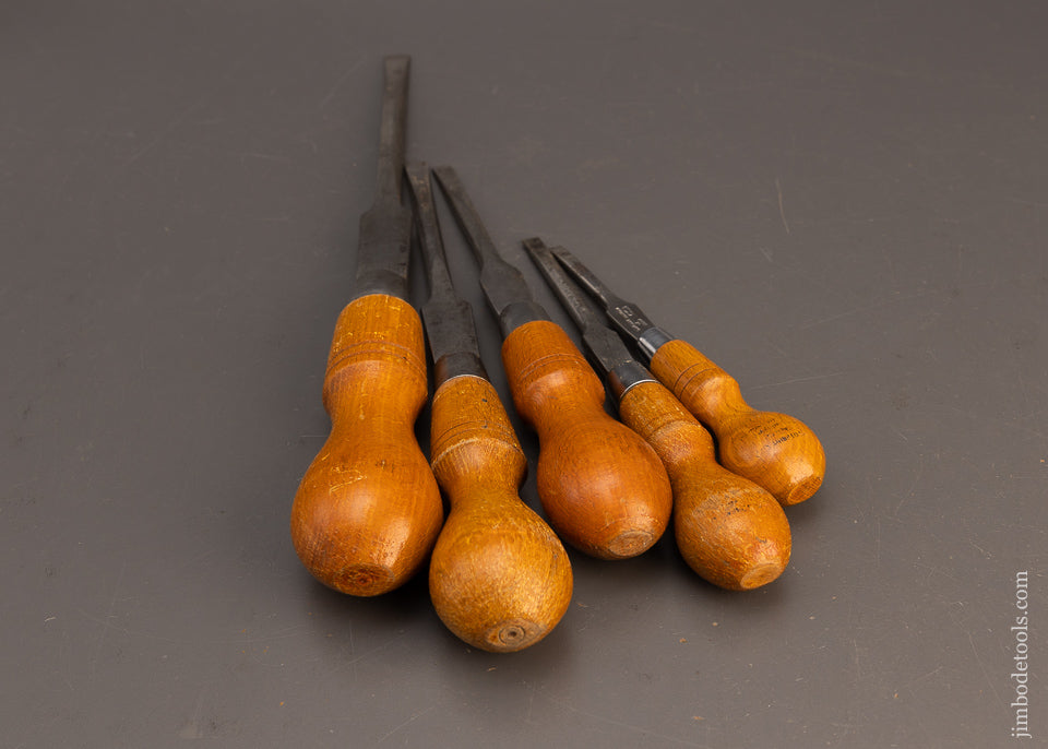 Set of 5 Cabinet Maker’s Screwdrivers 6 3/4 to 14 Inches Long Beech - 115976