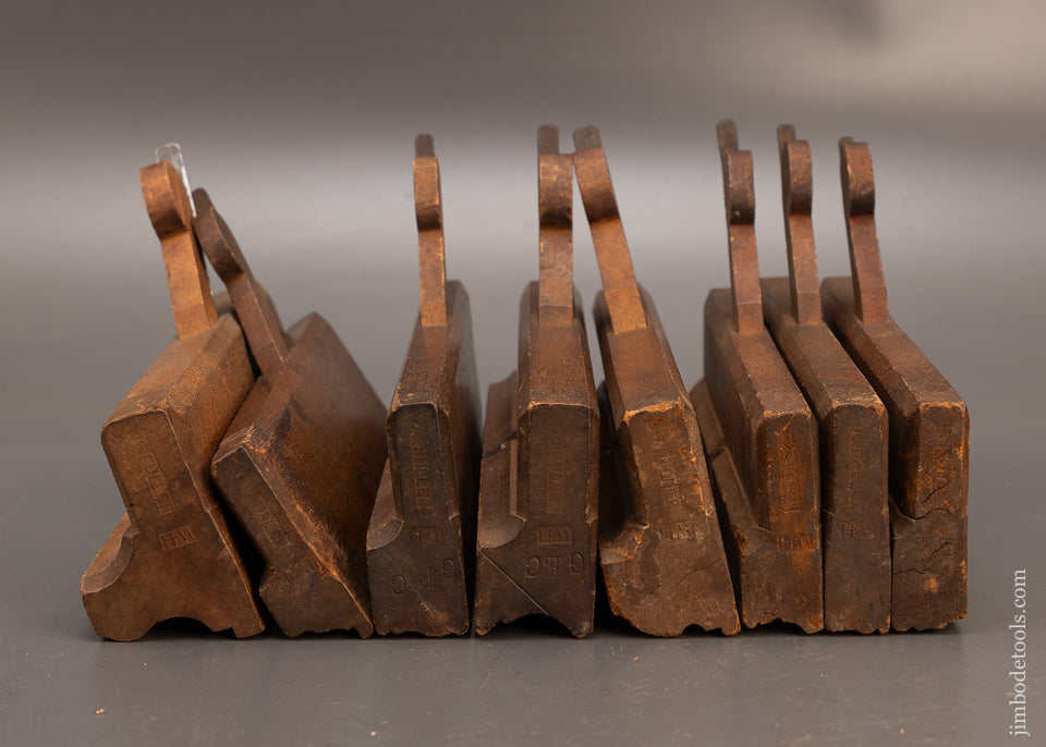Unheard of Set of 8 10 Inch Yellow Birch Complex Moulding Planes by JO:FULLER - 115998