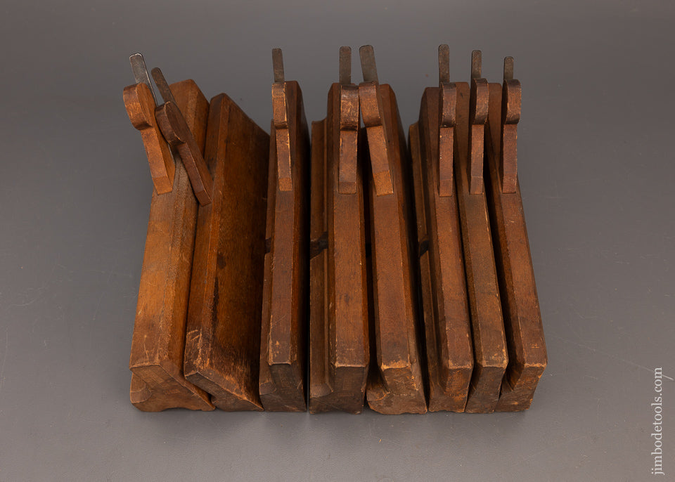 Unheard of Set of 8 10 Inch Yellow Birch Complex Moulding Planes by JO:FULLER - 115998