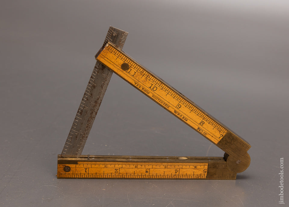 Near Mint! 12 inch STEPHENS January 12, 1858 Patent CHAPIN STEPHENS CO No. 036 Inclinometer Folding Rule with Level, Bevel, Square, and Rule! - 116046