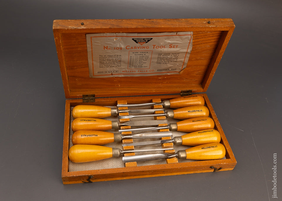 Large Size Boxed Set of MILLERS FALLS Carving Tools Chisels Gouges - 116059